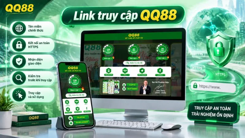 Minh họa link truy cập QQ88 và cách kiểm tra tên miền